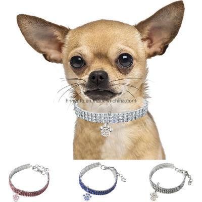 Pet Accessories Cat Product Supply Pet Dog Collar Strap Shine Jewelry Crystal Dog Elastic Necklaces