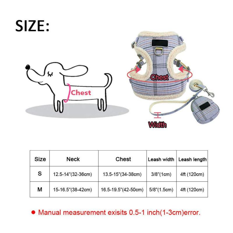 Soft/Cosy Puppy Dog Vest Harness and Leash Set Escape Proof Breathable Mesh Dog Harness