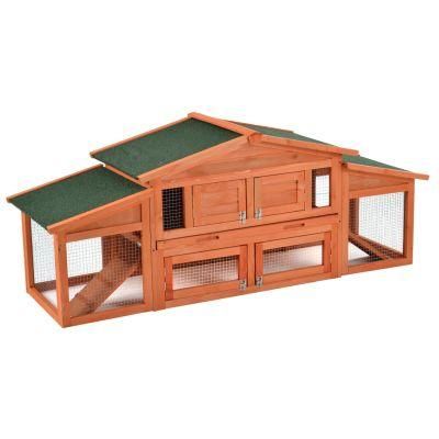 70 Inch Wood Rabbit Hutch Outdoor Pet House for Small Animals with 2 Run Play Area