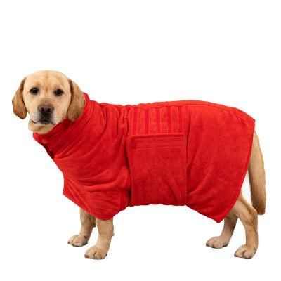 Quick-Drying Hooded Belted Dog Paw Embroidery Style