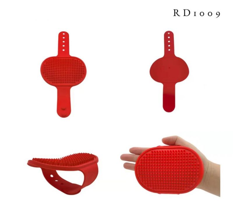 Rounded Design Durable Pet Massage Bath Brush Red