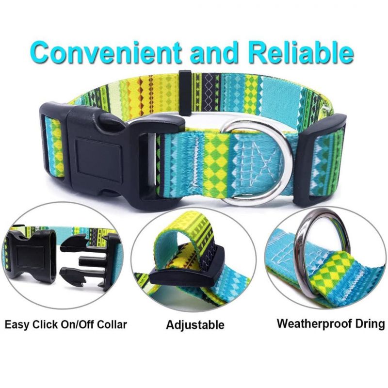 Dog Collar Classic Plaid Pet Collar for Boy with 2 Kinds of Pet Leash for Reference