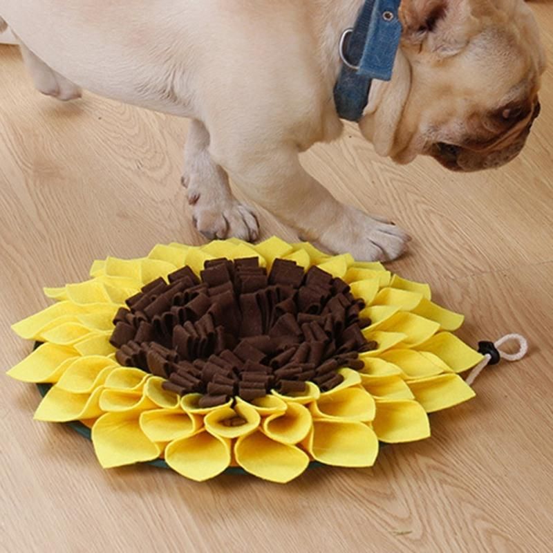 Pet Dog Snuffle Mat Nose Smell Training Sniffing Pad Feeding Bowl Sunflower Puzzle Toy