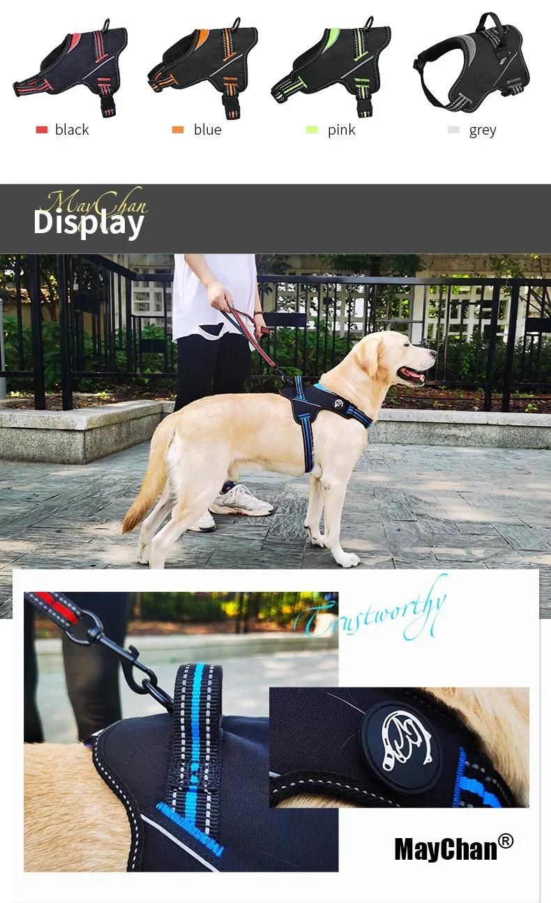 New Lightweight Custom Logo Pet Dog Safety Harness Adjustable Soft Padded Air Layer Dog Harness with Rubber Dog Collar Leash