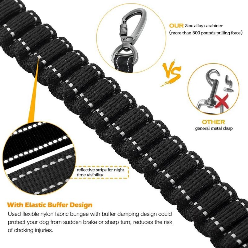 Heavy Duty Dog Leash Especially for Large Dogs up to 150lbs, 6 FT Reflective Dog Walking Training Shock Absorbing Bungee Leash