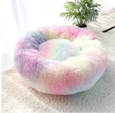 Best Sale Round Soft Plush Faux Fur Non Slip Pet Cat Beds