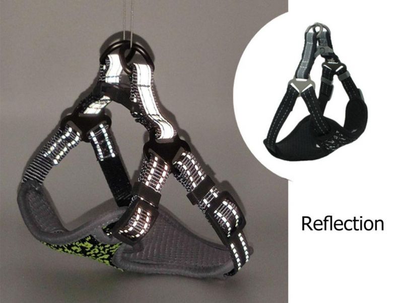 Black Soft Breathable Pet Harness Reflective Tape Dog Harness