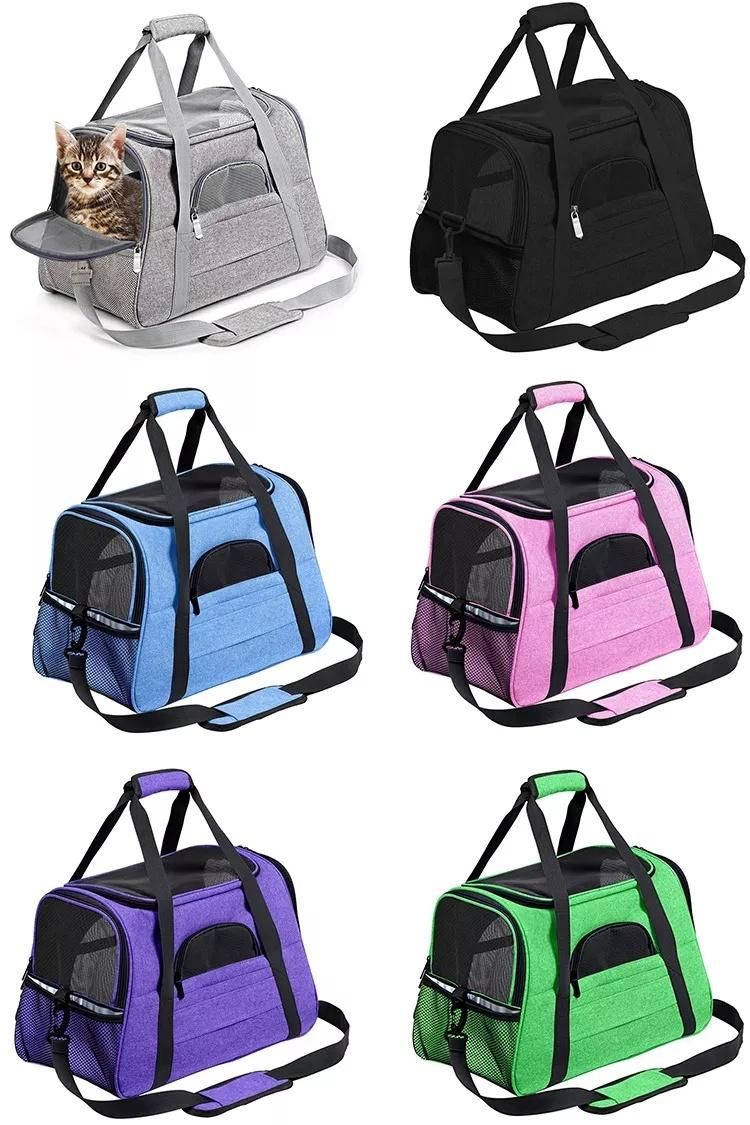 Outdoor Airline Approved Pet Handbag Dog Carriers Large Space Puppy Tote Cat Carrier