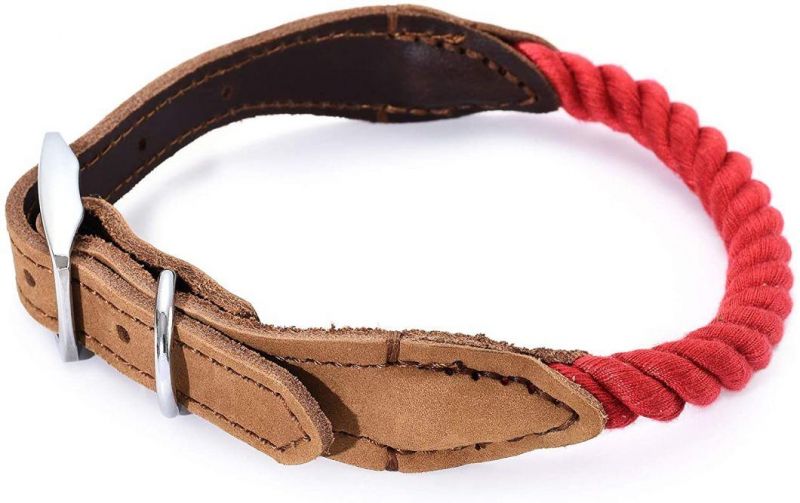 Cotton Rope Dog Collar Stainless Steel Pin Buckle Ring Dog Collar