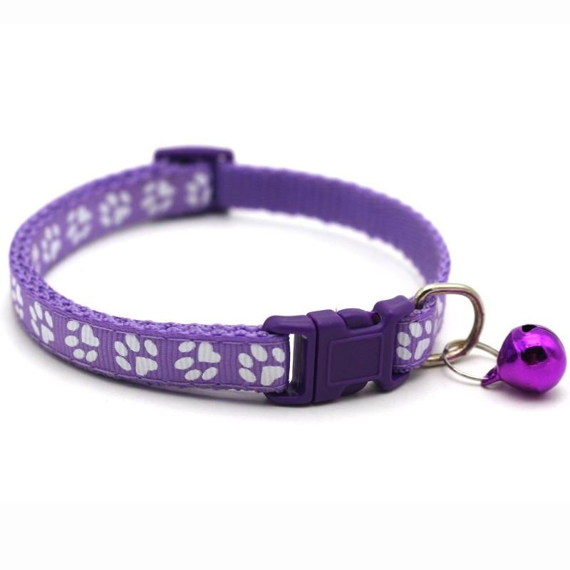 Small Dog Cute Bell Footprint Adjustable Buckle Pet Supplies Cat Collar