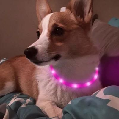 Safety Silicone LED Dog Collar USB Rechargeable Pet Collar with Water Resistant and Adjustable Light up Collars for All Dog Sizes