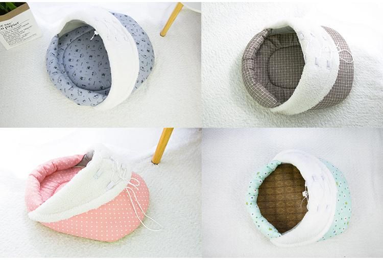 High Quality Plush Fleece Breathable Eco-Friendly Cute Grey Little Pig Doghouse Beds Home Pet Bed with Slipper Shaped