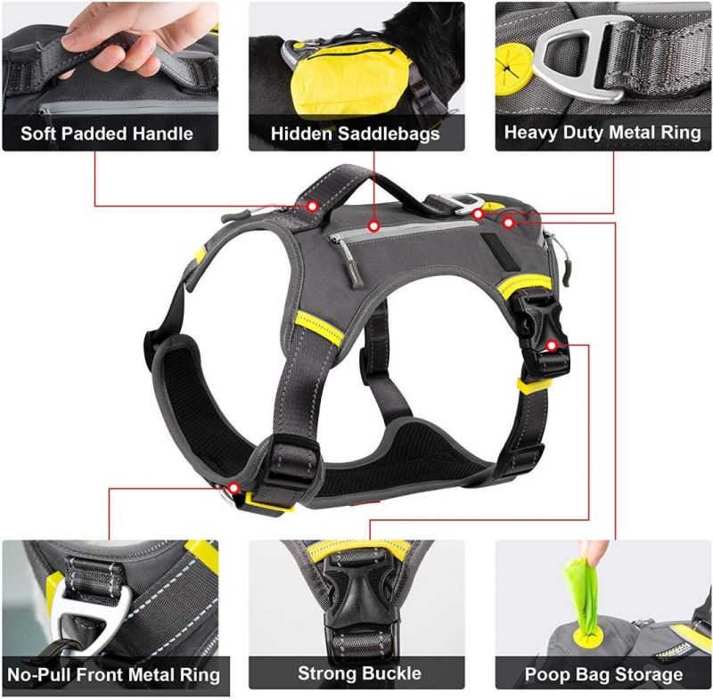 Factory Wholesale New Multifunctional Adjustable Dog Harness No Pull, Design Large Dog Backpack Harness