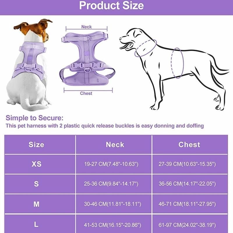 Customized Wholesale Popular Comfortable Breathable Soft Neoprene Dog Harness with PVC Collar and Lead