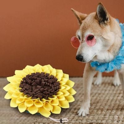 Pet Dog Snuffle Mat Nose Smell Training Sniffing Pad Feeding Bowl Sunflower Puzzle Toy