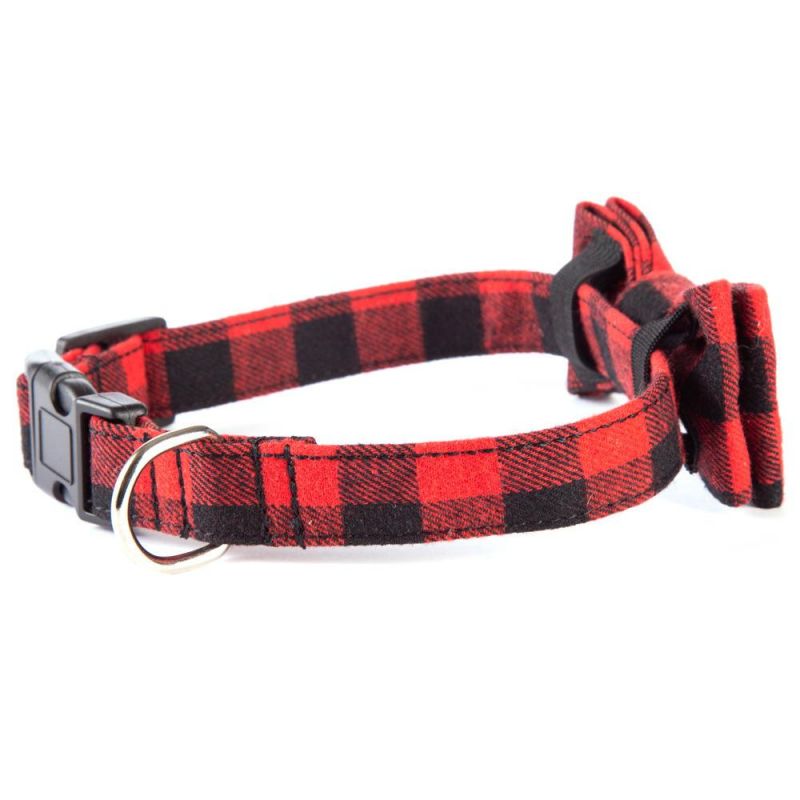 Plaid Printing Adjustable Neck Strap Pets Dog Collars, Puppy Quick Release Buckle Dog Bow Tie Collars//