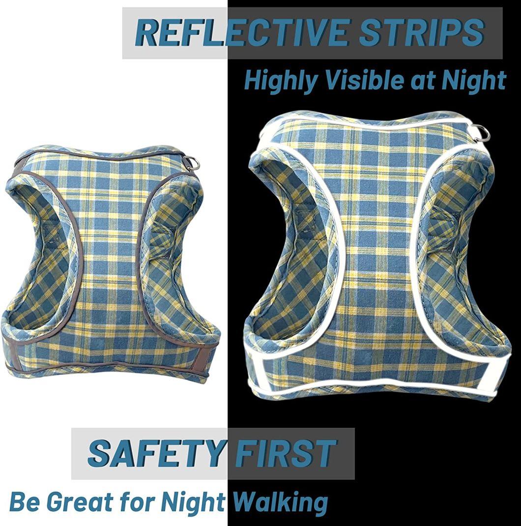 Pet Vest Harness with Reflective Tape Popular Plaid Dog Harness