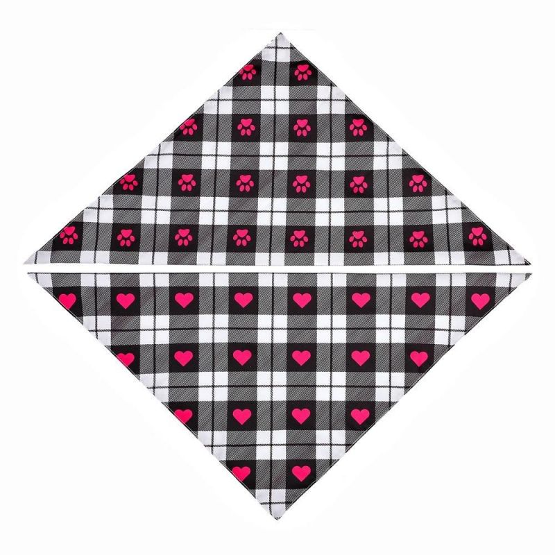 Wholesale Pet Washable Triangle Plaid Pet Bandanas with Logo Adjustable Custom Dog Scarf Bandana