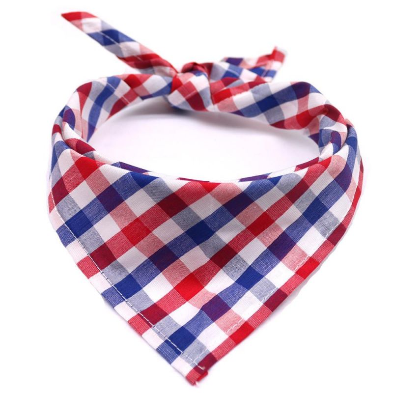 Puppy Square Plaid Printing Adjustable Scarf Dog Clothes Dog Bandana