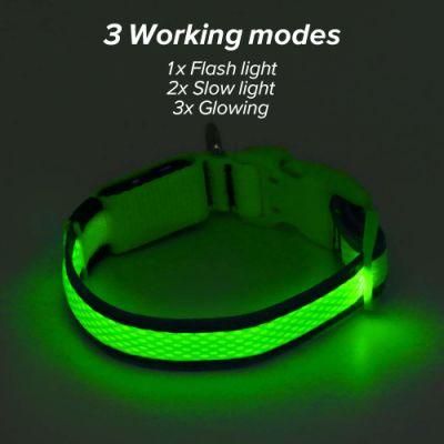 Durable and High Vision Nylon Webbing LED Collar Rechargeable Pet Collar