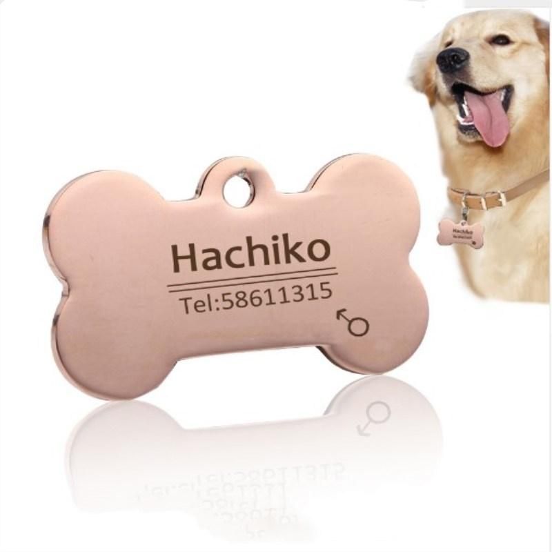 Anti-Lost Stainless Steel Dog ID Tag Engraved Pet Collar Accessories