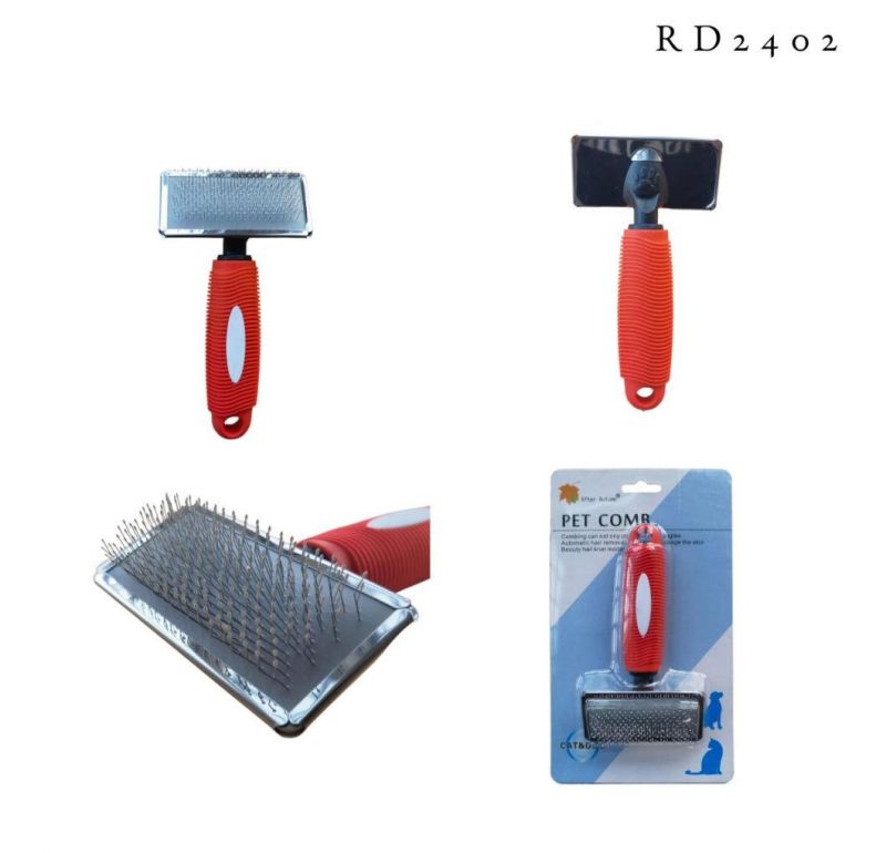 Stainless Steel Pet Shedding Grooming Comb and Brush Red-S