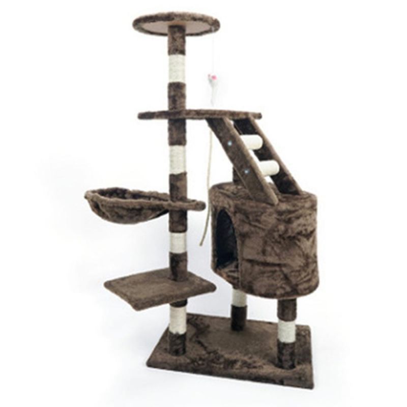Large Wooden Scratching Climbing Tcat Ower with Ball Pet Scratching House Climbing Cat Tree