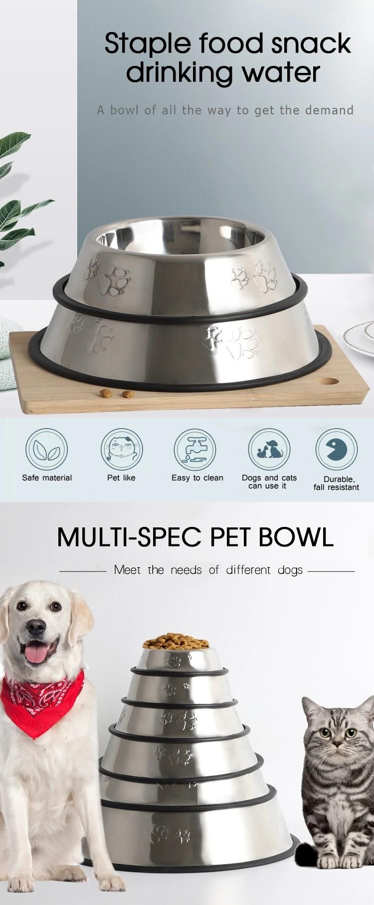 Customized Printing Decal Laser Multi-Size Stainless Steel Non-Slip Pet Dog Bowl