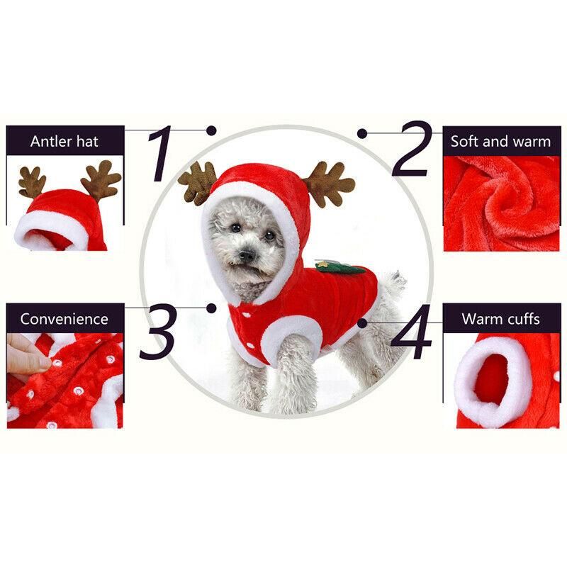 Dog Clothes Pet Dog Christmas Jacket Winter Warm Thick Cute Cartoon Small Dog Clothes