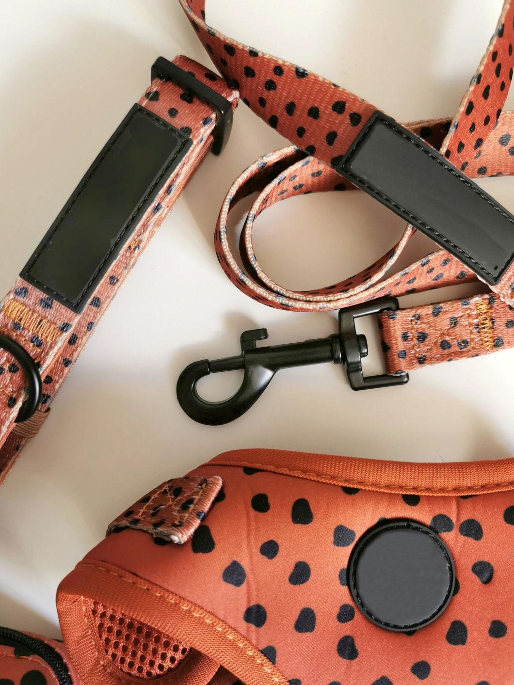 Pet Supply Leopard Designer Neoprene Wholesale Adjustalbe Dog Harness Set