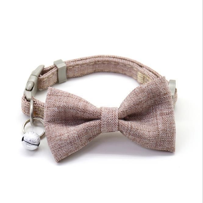 Adjustable Lovely Small Bell with Bow Cotton Quilt Dog Collar Pet Collars for Small Dogs and Cats