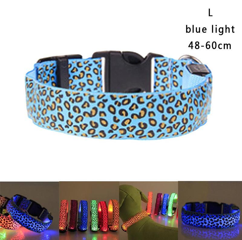 Adjustable Leopard Print Lighting Glow in Dark LED Cat Dog Collar