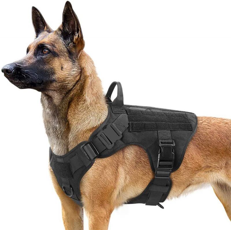 Wholesale Tactical Training Dog Harness Military Adjustable Nylon Vest Clothes Pet Products Leash