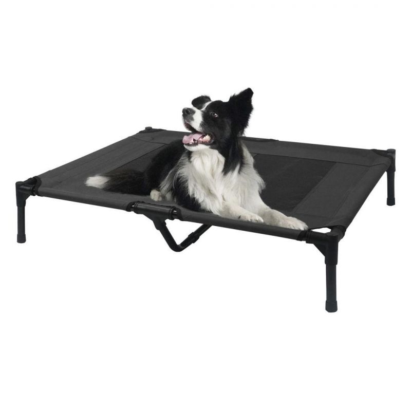 Indoor & Outdoor Elevated Pet Cot Bed Raised Dog Cot Bed with Cooling Mesh Center