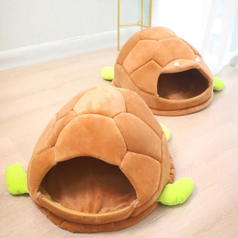 Animal Shape Pet Bednew Style Cute Semi-Closed Pet Beds Soft Comfortable and Warm Tortoise Shell Cat Bed House