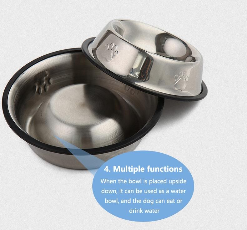 Wholesale Stainless-Steel Non-Skid Silicone Mat Pet Dog Feeder Water Bowl