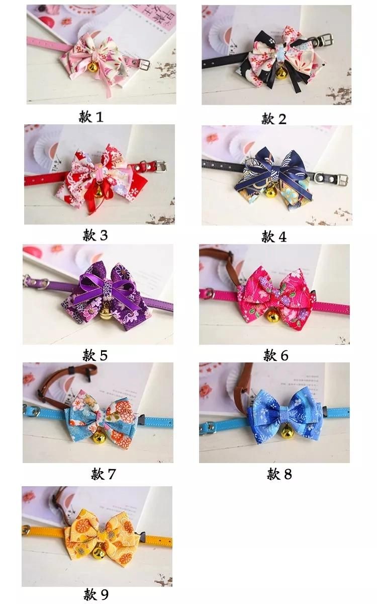 Wholesale Adjustable Kitten Dog Collar Pet Accessories Cute Japanese-Style Cat Bow Ties Collar with Bell