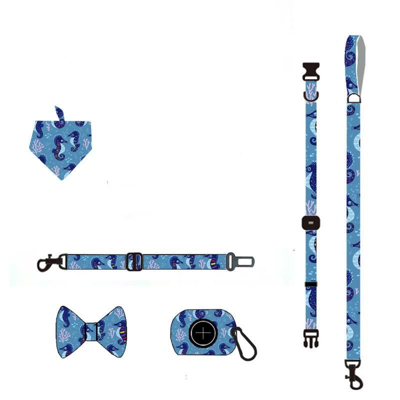 Dog Leash and Harness Set Fashion Colorful Plant Printing Personalized Adjustable