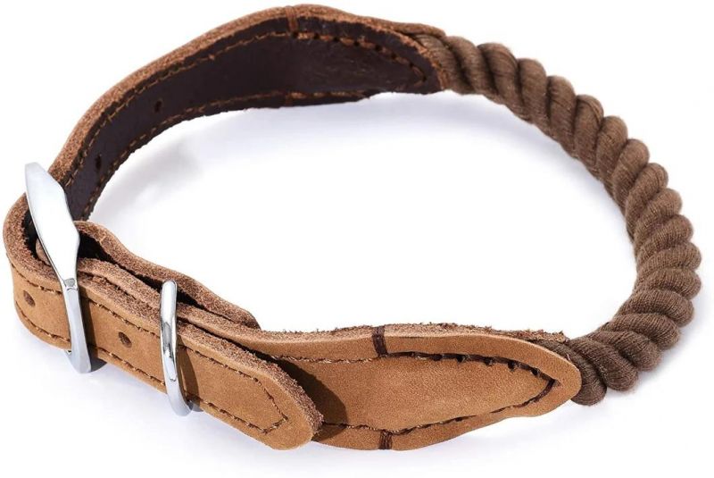 Genuine Leather Belt Collar for Medium Dog Large Dogs