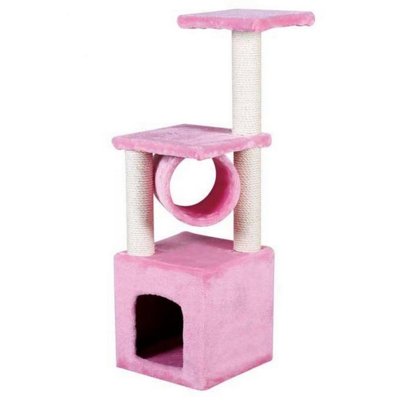 Thick Carpet Fabric Cat Climbing Frame with Sisal Rope and Hanging Ball