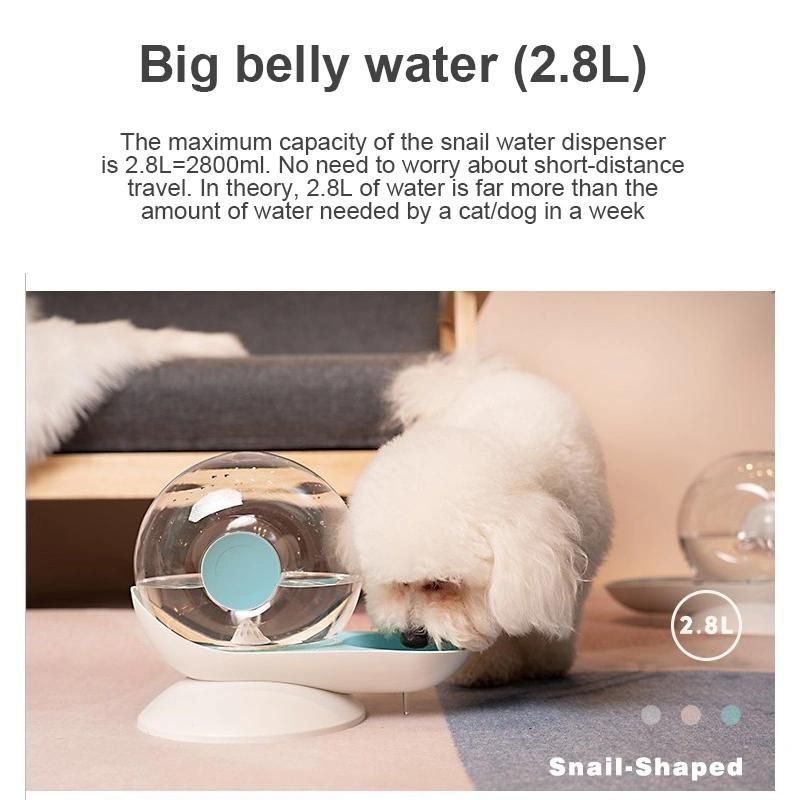 2.8L Automatic Water Fountains Snail-Shaped Bottle Cat Dog Feeder Self-Dispensing Gravity Waterer Dispenser for Small Animals Medium Pets Dogs Cats Puppy Kitten