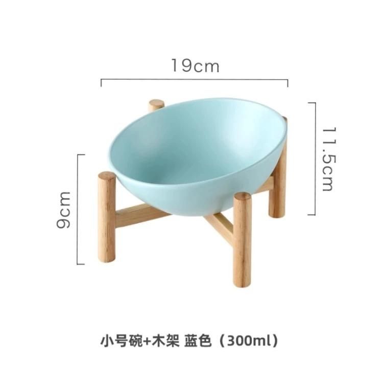 High Quality Ceramic Pet Cat Bowl with Bamboo Stand