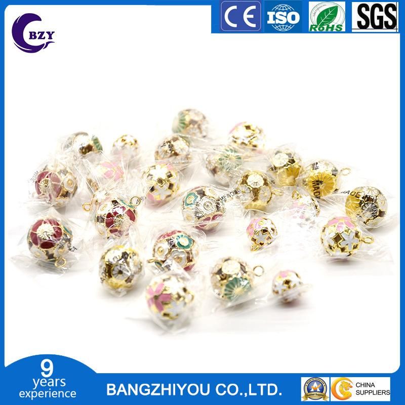 DIY Accessories Ornaments Metal Copper Cast Colorful Hollow Flower Ball Small Bell