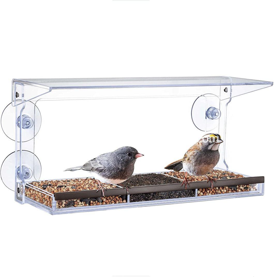 Amazon Hot Sale Outside Window Acrylic Bird Feeder Bird House