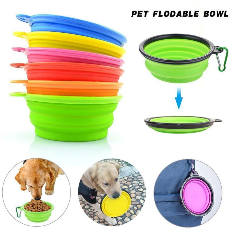 Pet Feeder Outside Cat and Dog Colors Silicone Bowl Folding Bowl
