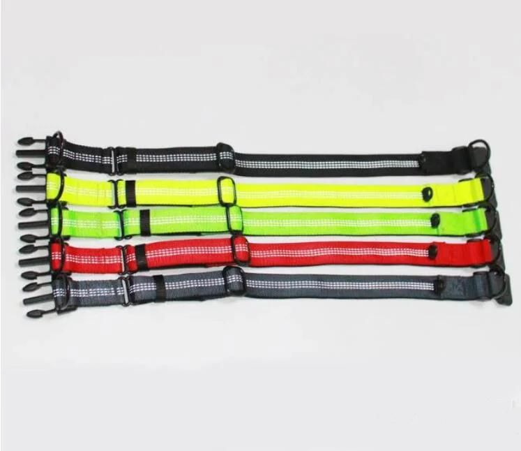 Night Reflective Double D-Ring Plastic Buckle Durable Nylon Dog Collar