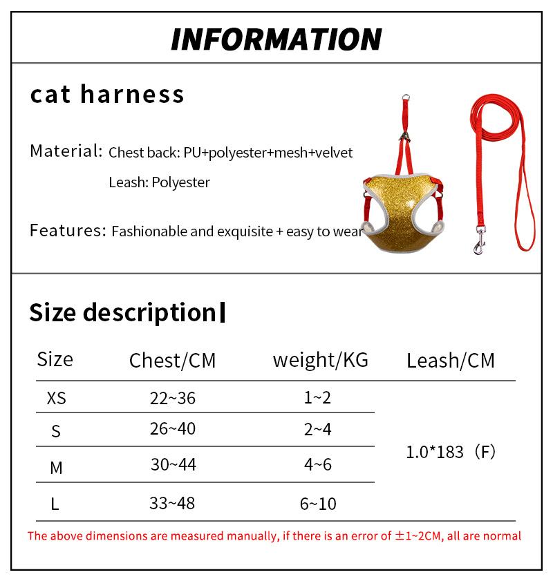 Cat Dog Mesh Harness Vest Walking Lead Leash for Puppy Dogs Collar Harness for Small Medium Pet