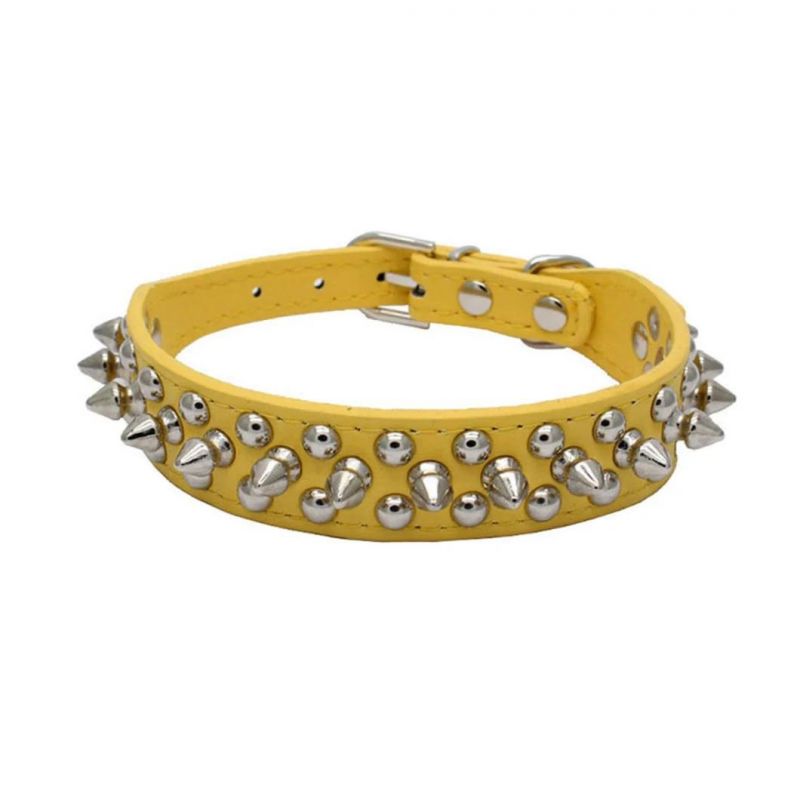 Mushrooms Spiked Rivet Studded Adjustable PU Leather Pet Collars for Cats Dogs