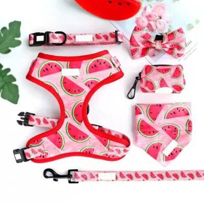 2022 Personalized Printing Pet Harness Dog Collar Leash Set Sublimation Neoprene Custom Design Dog Harness