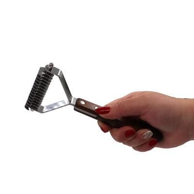 Factory Hot Sale High Quality Pet Grooming Comb Pet Hair Removal Comb for Dog Walnut Wood Handle Open Knot Comb